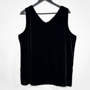 Chico's Black Camisole Tank Top Sleeveless Velveteen Top Size 3/US XL 16